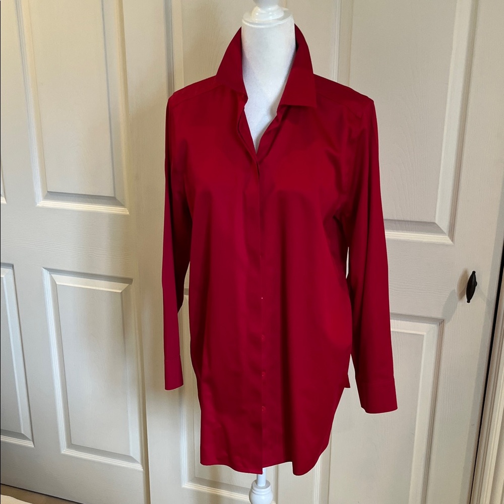 Chico's No Iron Red Button Up Tunic